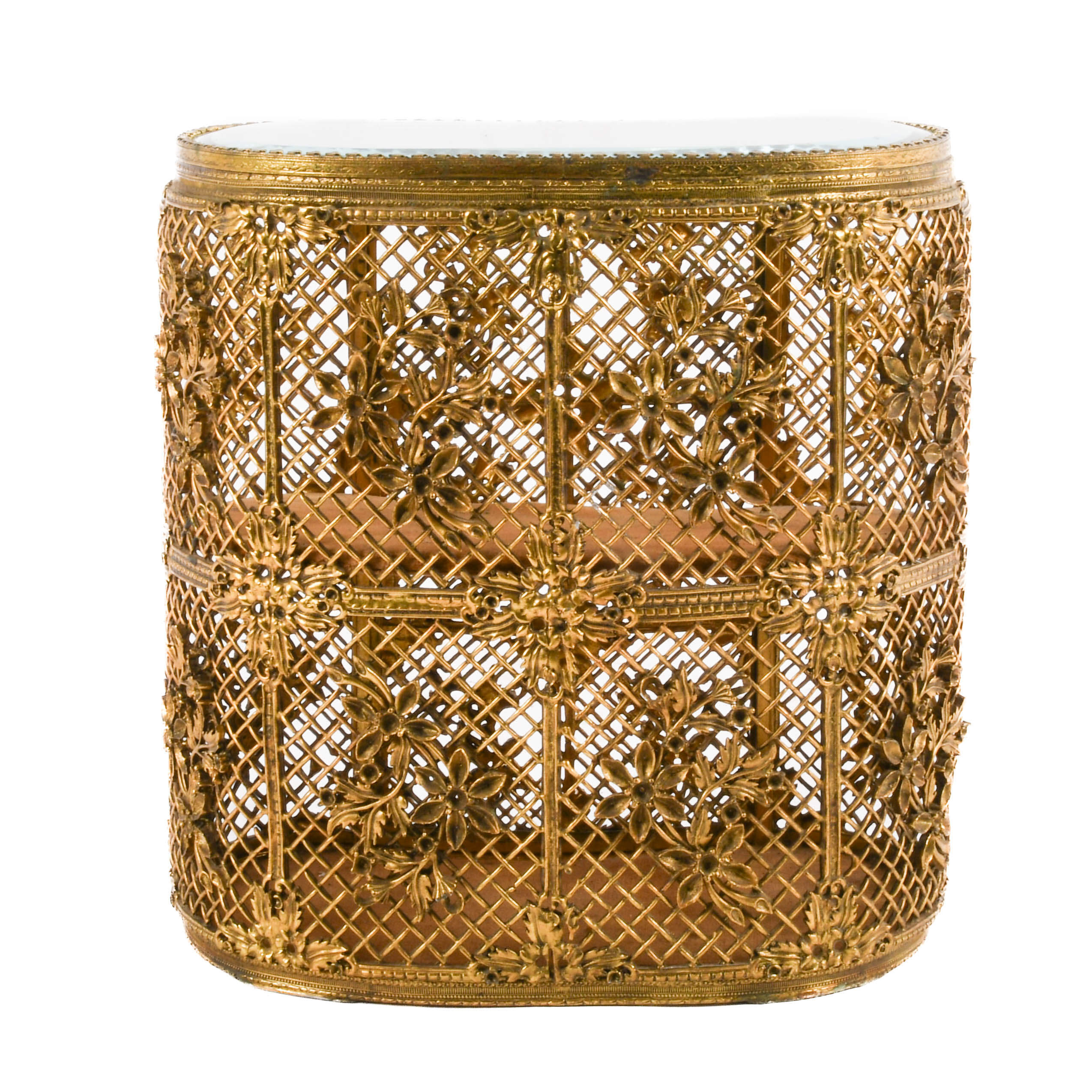 Hollywood Regency Gilt Brass Two-Tier Jewelry Vitrine-1