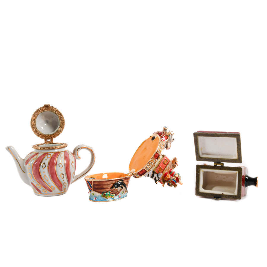 Group of Three Figural Hinged Dresser Boxes-5