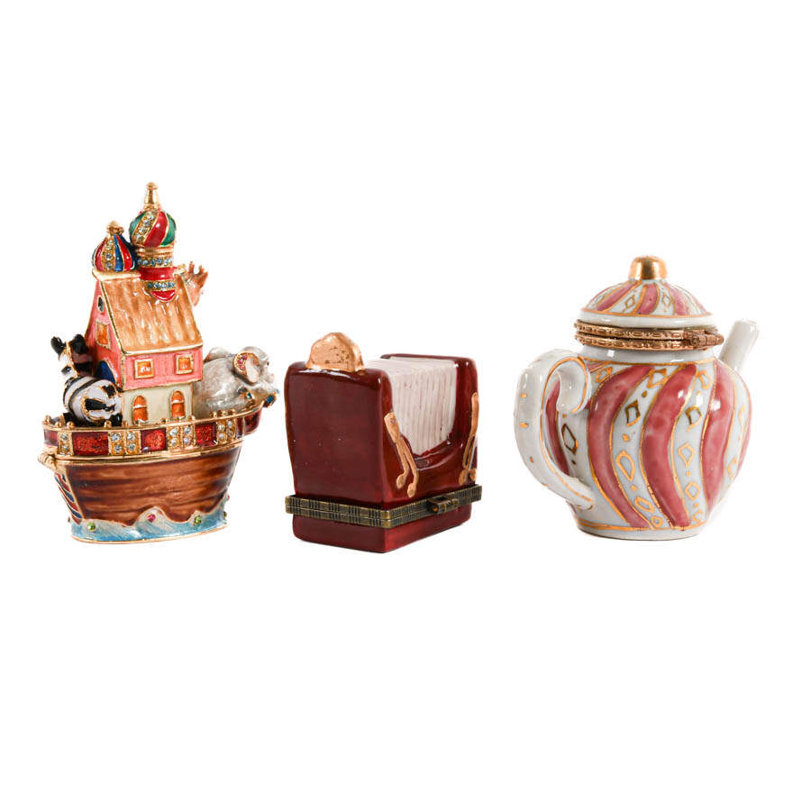 Group of Three Figural Hinged Dresser Boxes-3