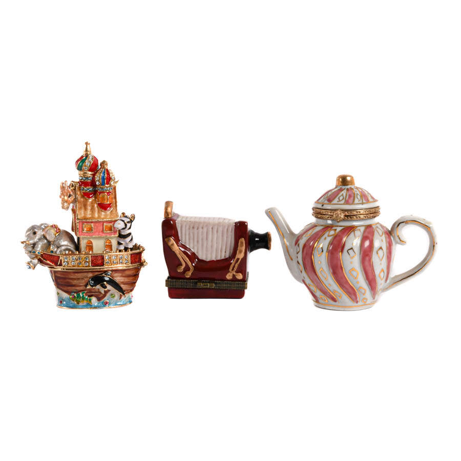 Group of Three Figural Hinged Dresser Boxes-1