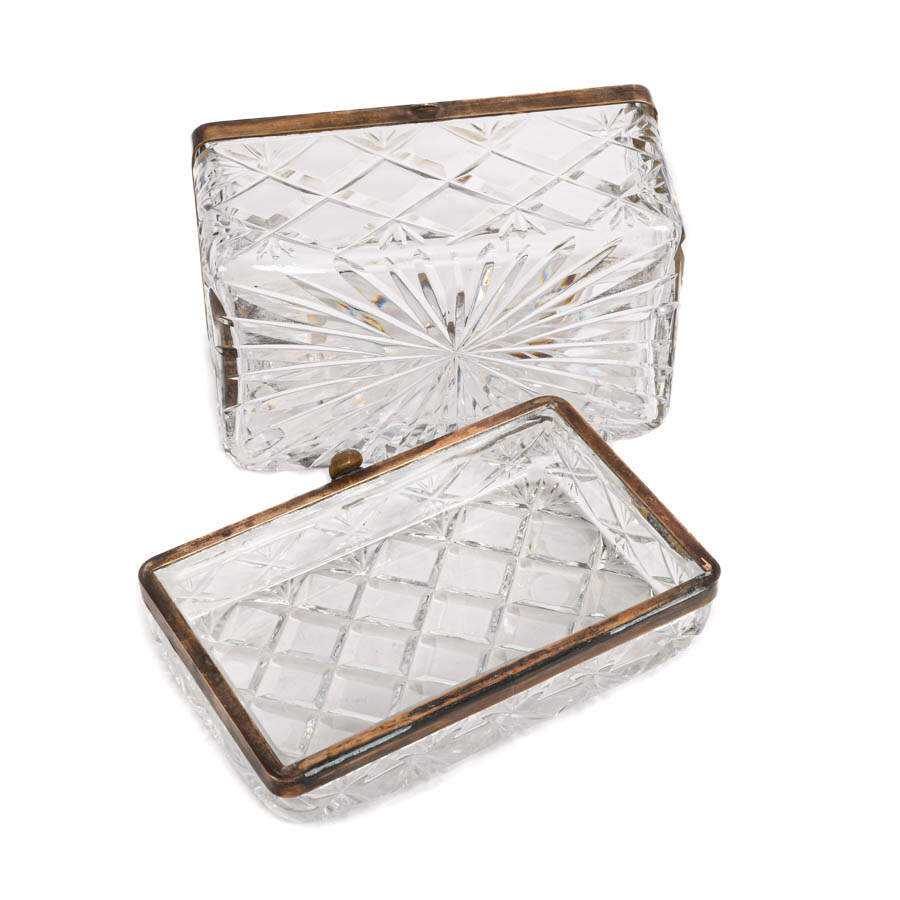 Antique French Cut Crystal and Ormolu Jewelry Casket Box-6