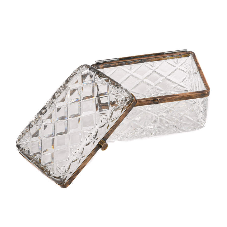Antique French Cut Crystal and Ormolu Jewelry Casket Box-5