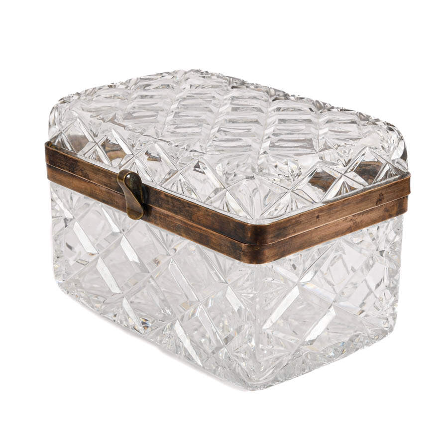 Antique French Cut Crystal and Ormolu Jewelry Casket Box-2