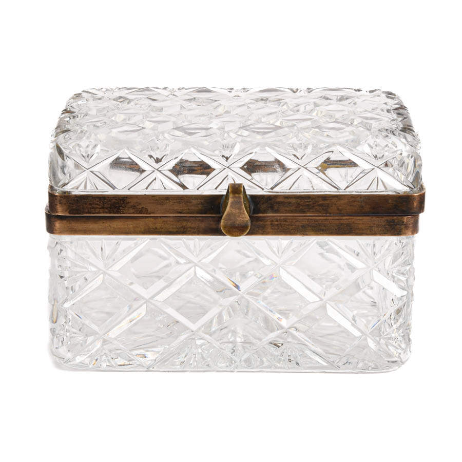 Antique French Cut Crystal and Ormolu Jewelry Casket Box-1