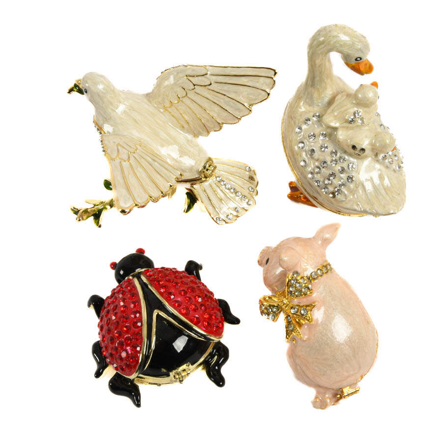 Grouping of Four Figural Jeweled Boxes-2