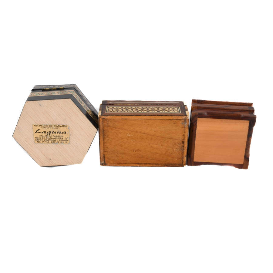 Group of Three Marquetry and Inlaid Trinket Boxes-9