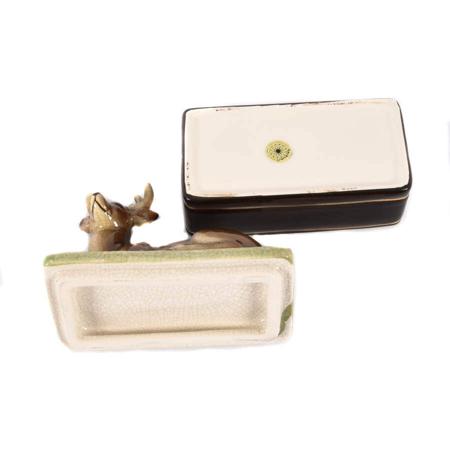 Takahashi Drip Glaze Pottery Figural Deer Box-8