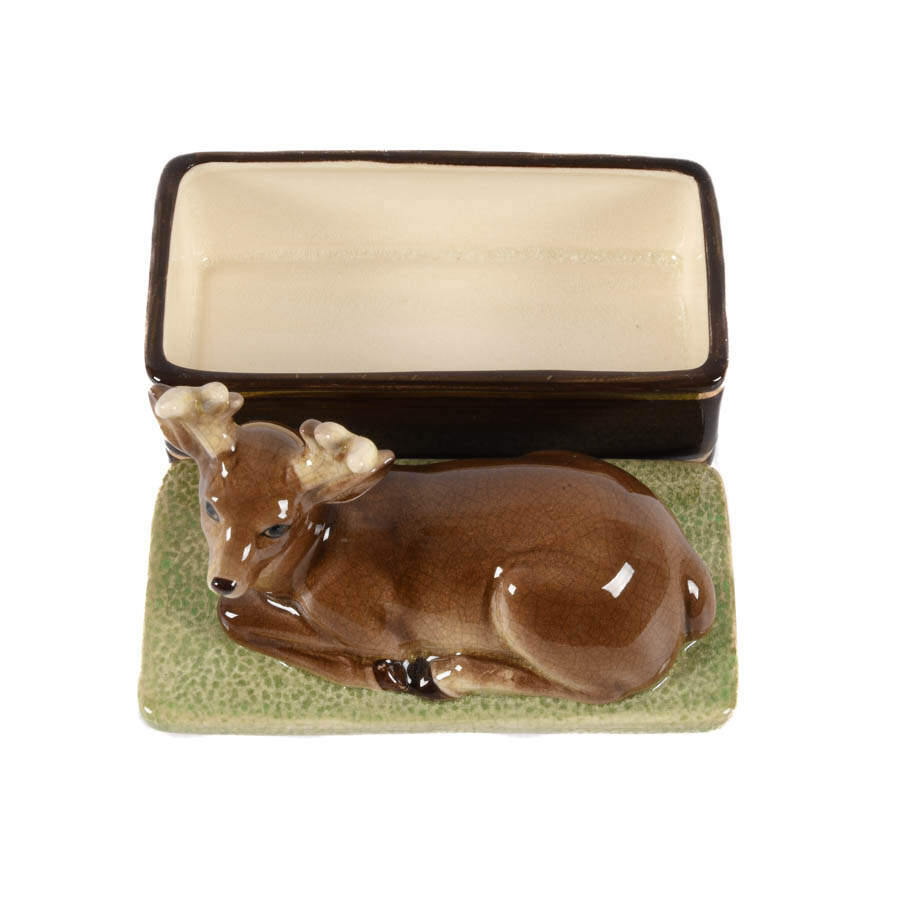 Takahashi Drip Glaze Pottery Figural Deer Box-6