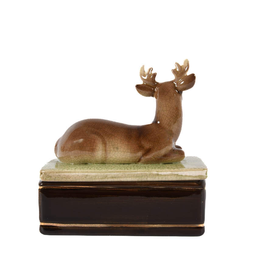 Takahashi Drip Glaze Pottery Figural Deer Box-4
