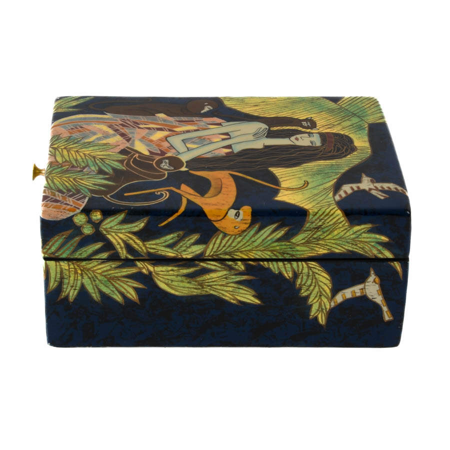 Decorated Lacquerware Lift-Top Box-4