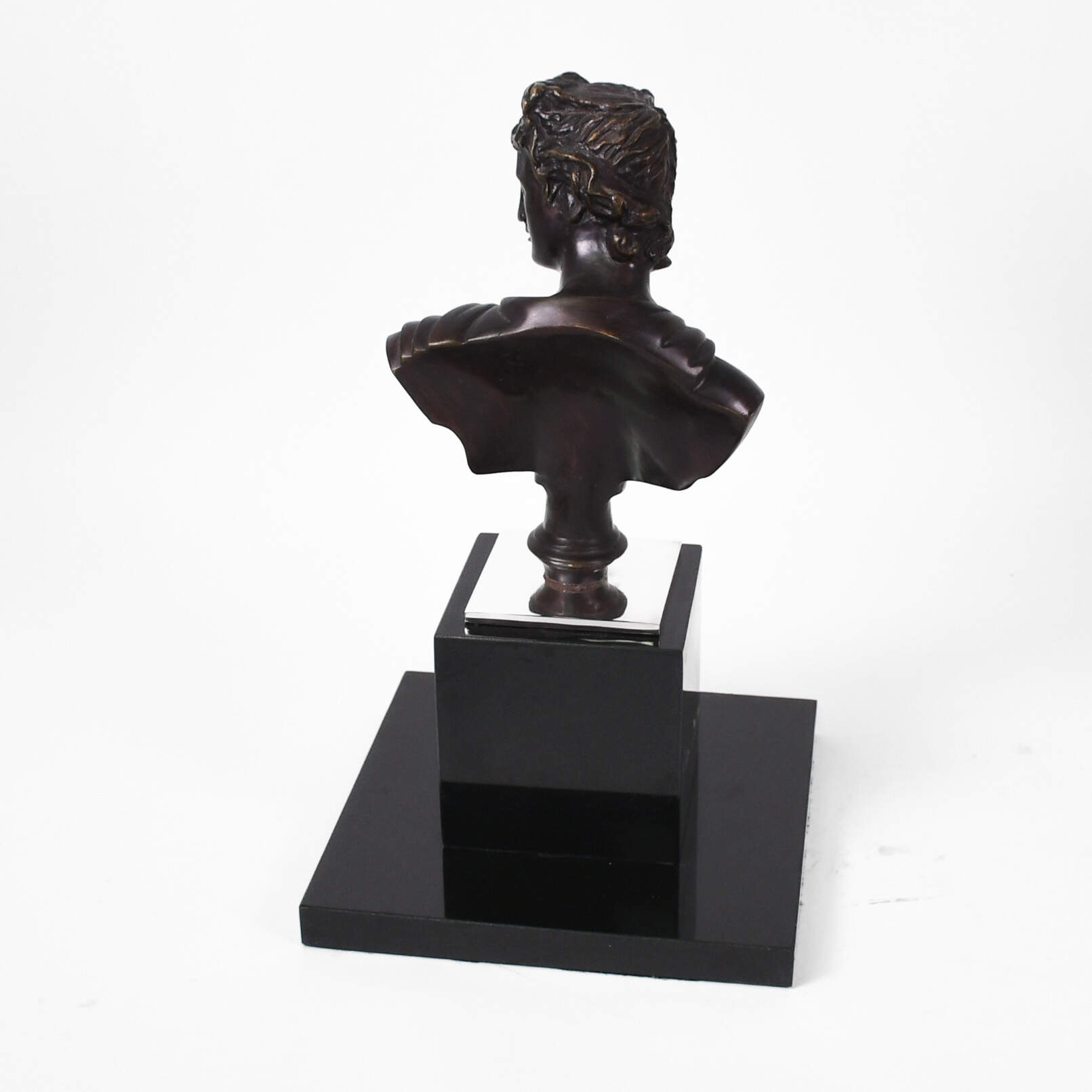 Unsigned Apollo Belevedere Bronze Sculpture on Black Marble Base-3