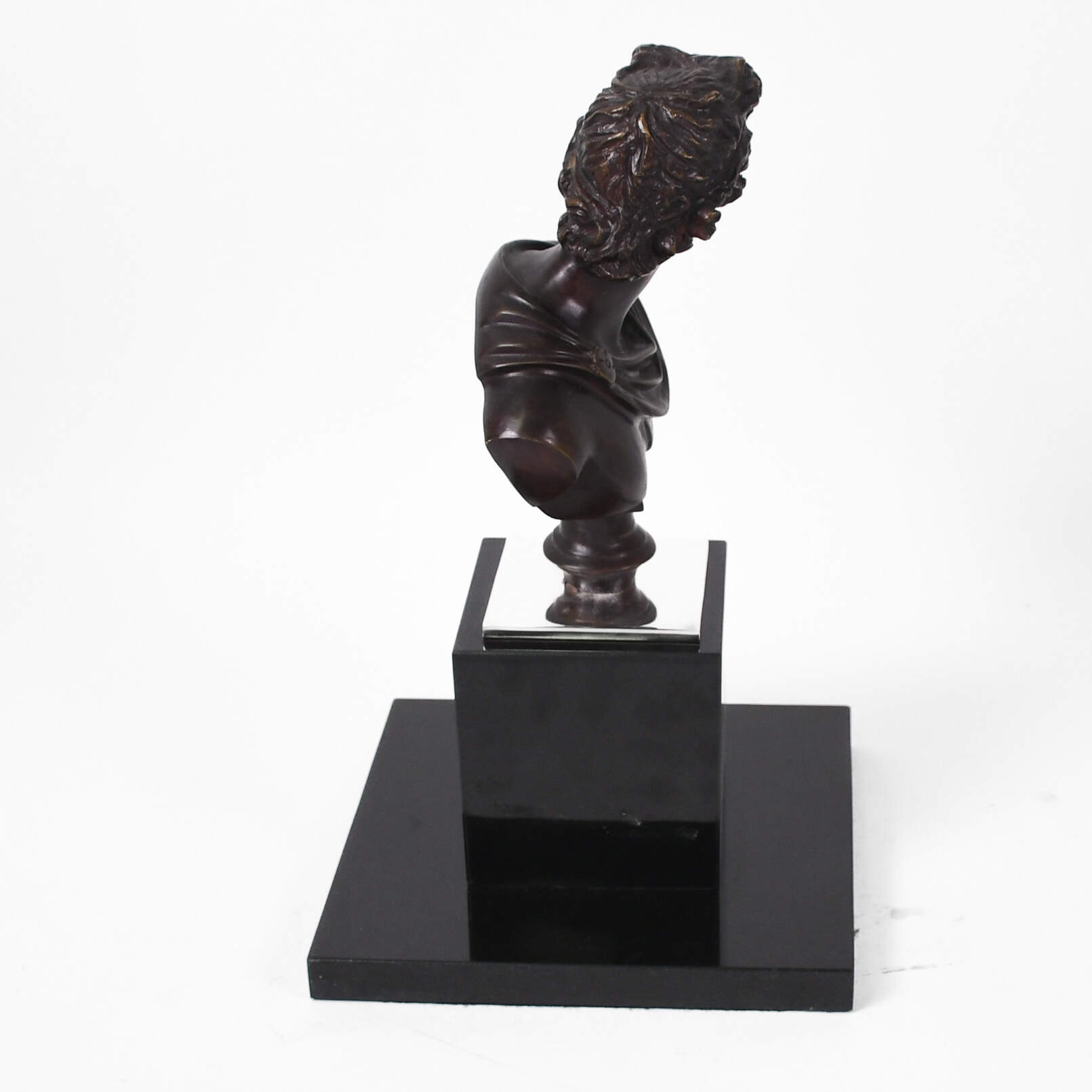 Unsigned Apollo Belevedere Bronze Sculpture on Black Marble Base-2