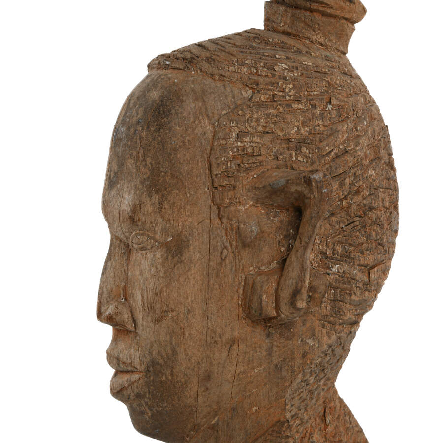 Antique Carved African Female Bust-12