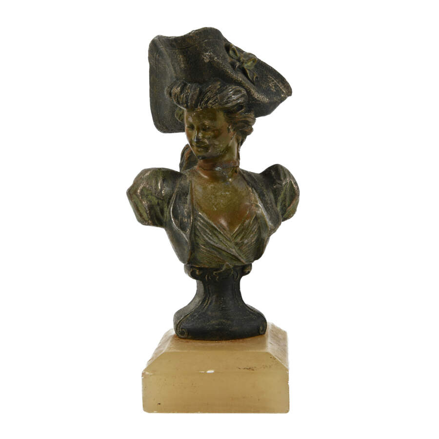 Woman with Hat on Marble Base-1