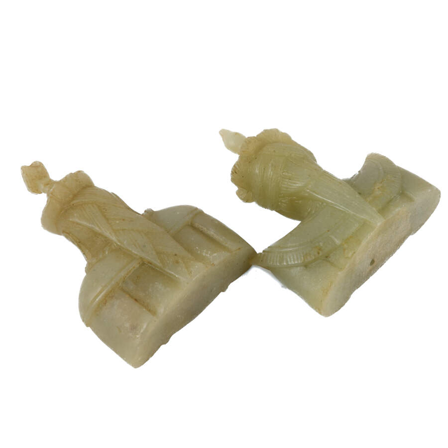 Pair Chinese Carved Nephrite Emperor and Empress Figures-13