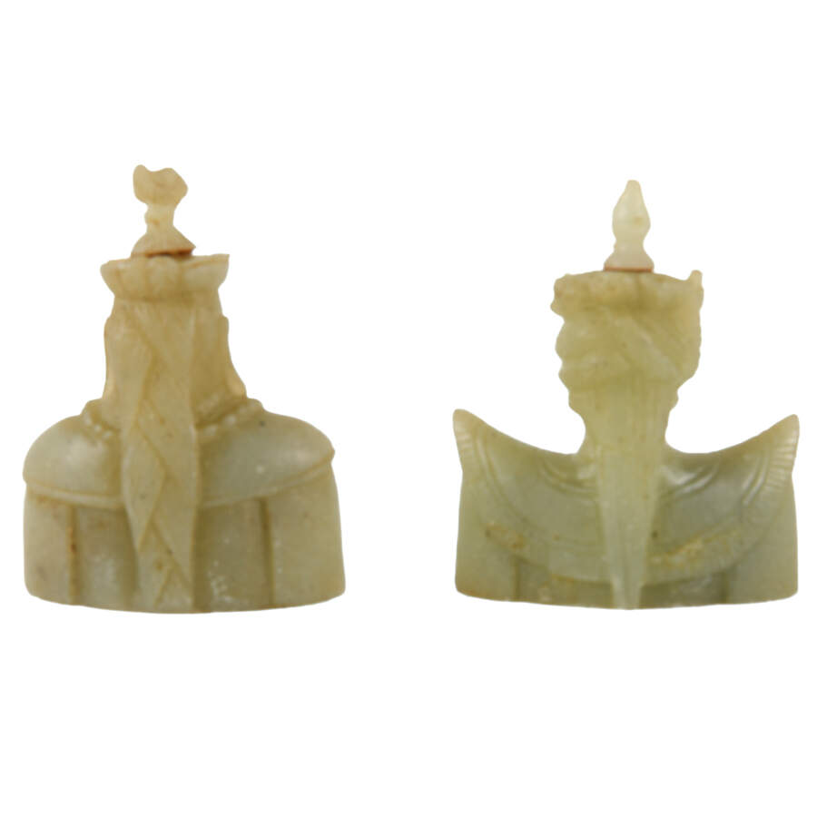 Pair Chinese Carved Nephrite Emperor and Empress Figures-9
