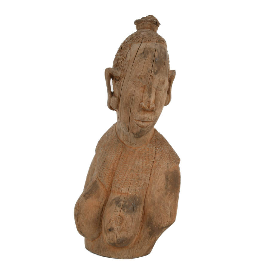 Antique Carved African Female Bust-3