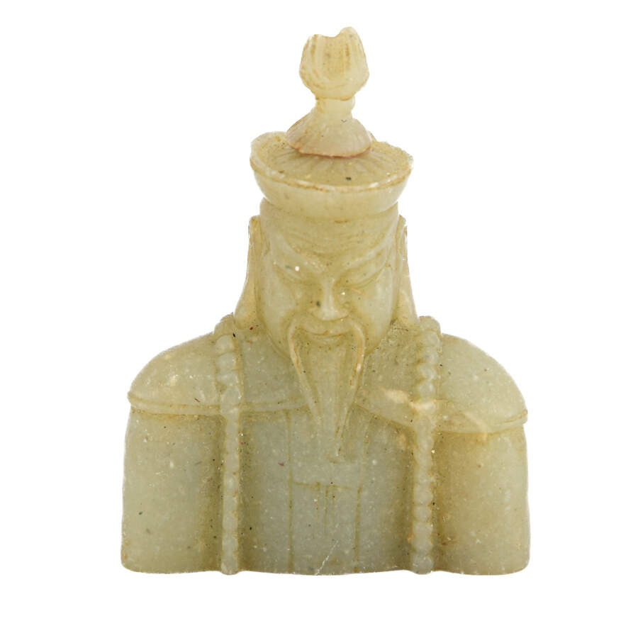 Pair Chinese Carved Nephrite Emperor and Empress Figures-4