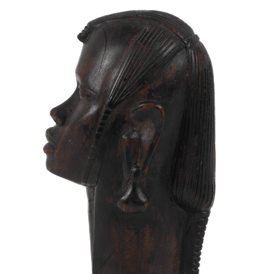 African Kenyan Carved Wood Figural Bust-4