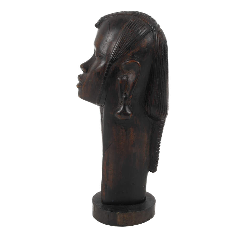 African Kenyan Carved Wood Figural Bust-3