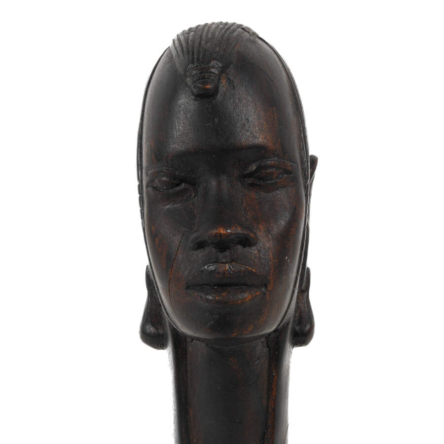 African Kenyan Carved Wood Figural Bust-2