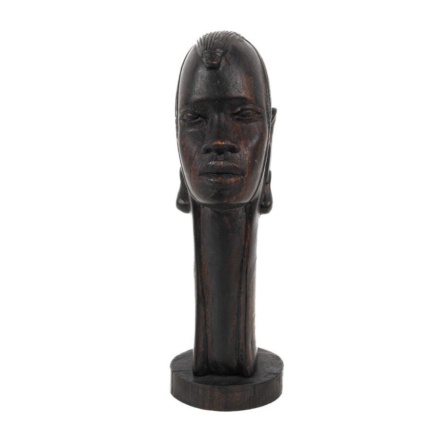 African Kenyan Carved Wood Figural Bust-1