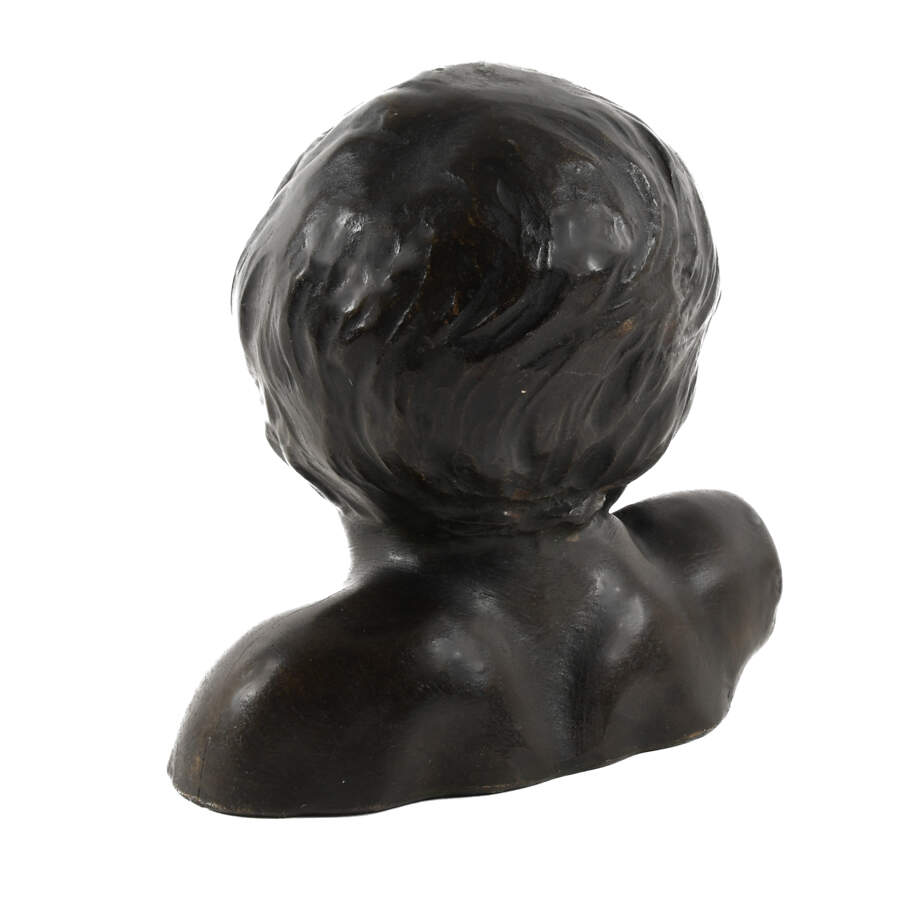 Signed Dini E. Cellai Terracotta Bust of a Child-3
