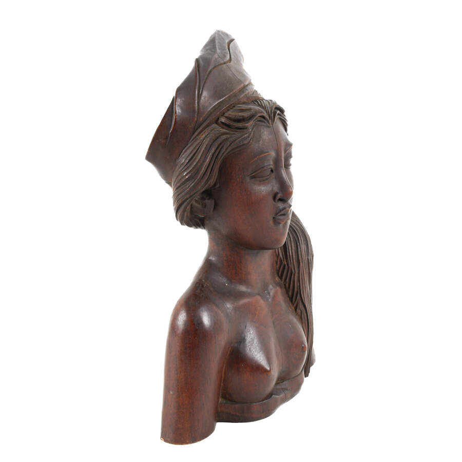 Carved Wood Balinese Bust-6