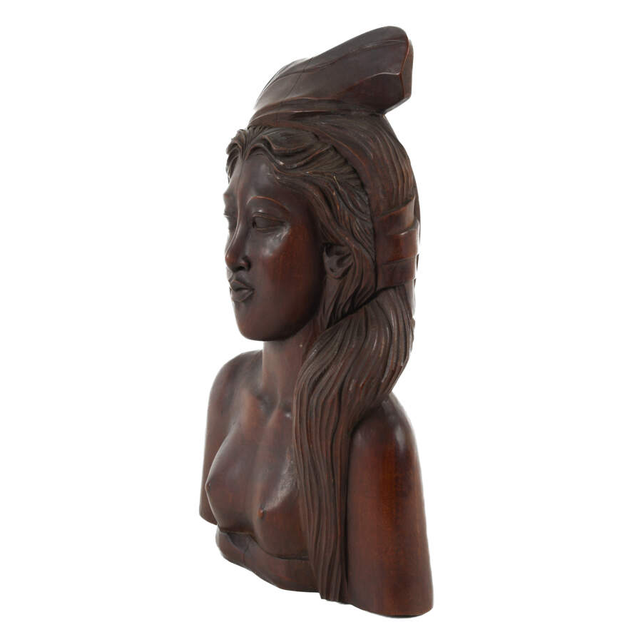 Carved Wood Balinese Bust-4
