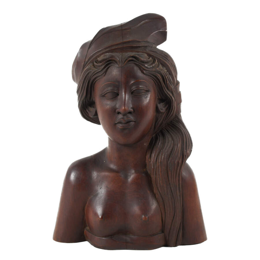 Carved Wood Balinese Bust-1