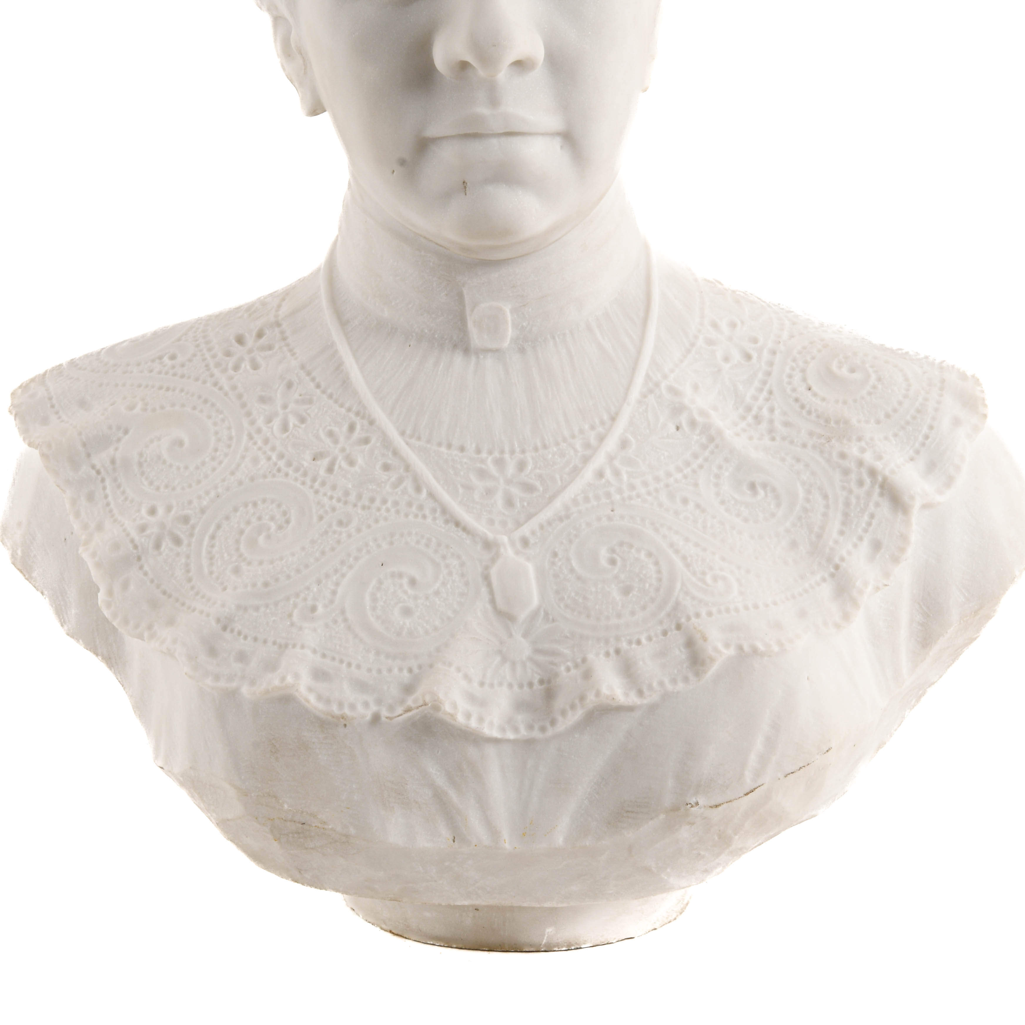 Signed Victorian Marble Bust of a Lady-4