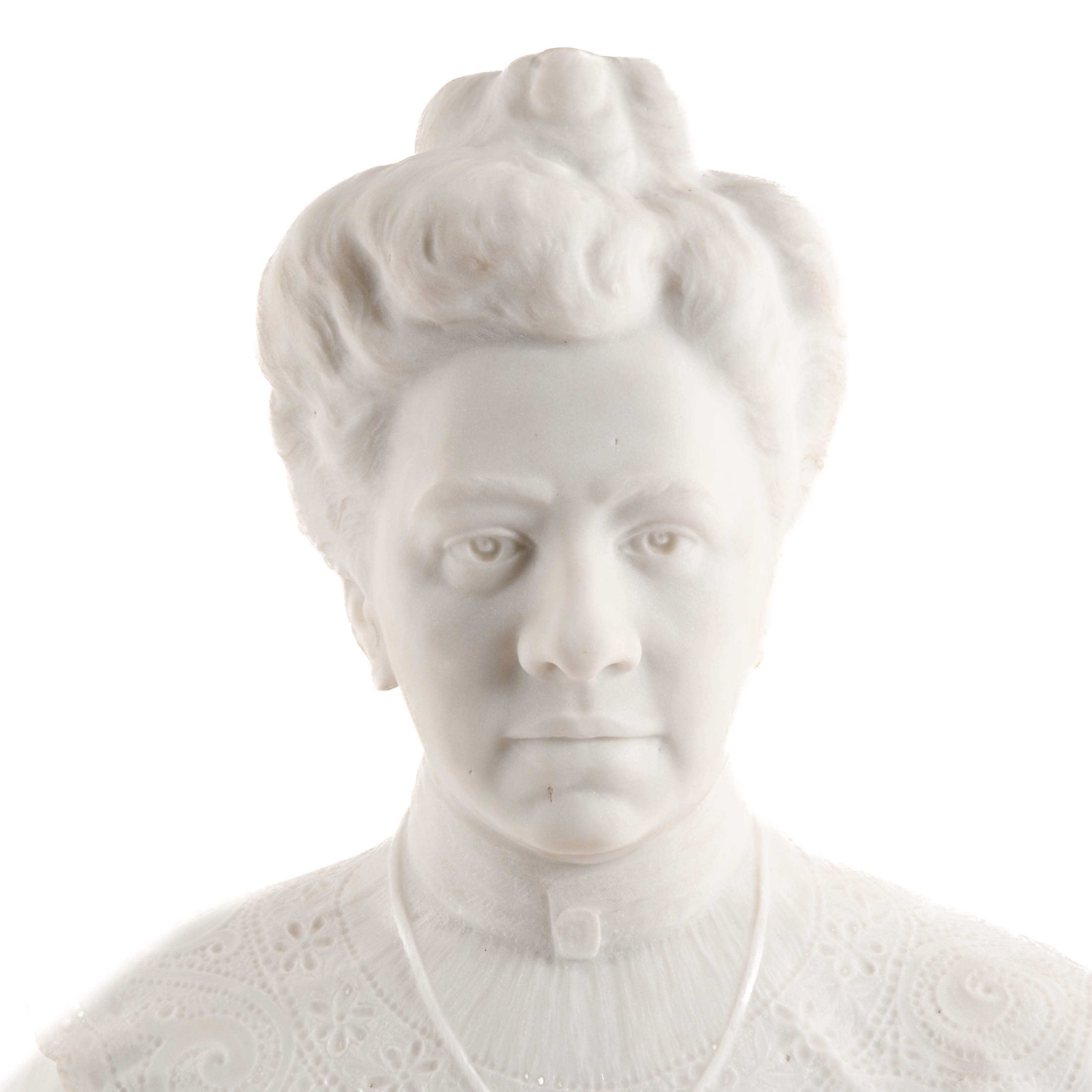 Signed Victorian Marble Bust of a Lady-3