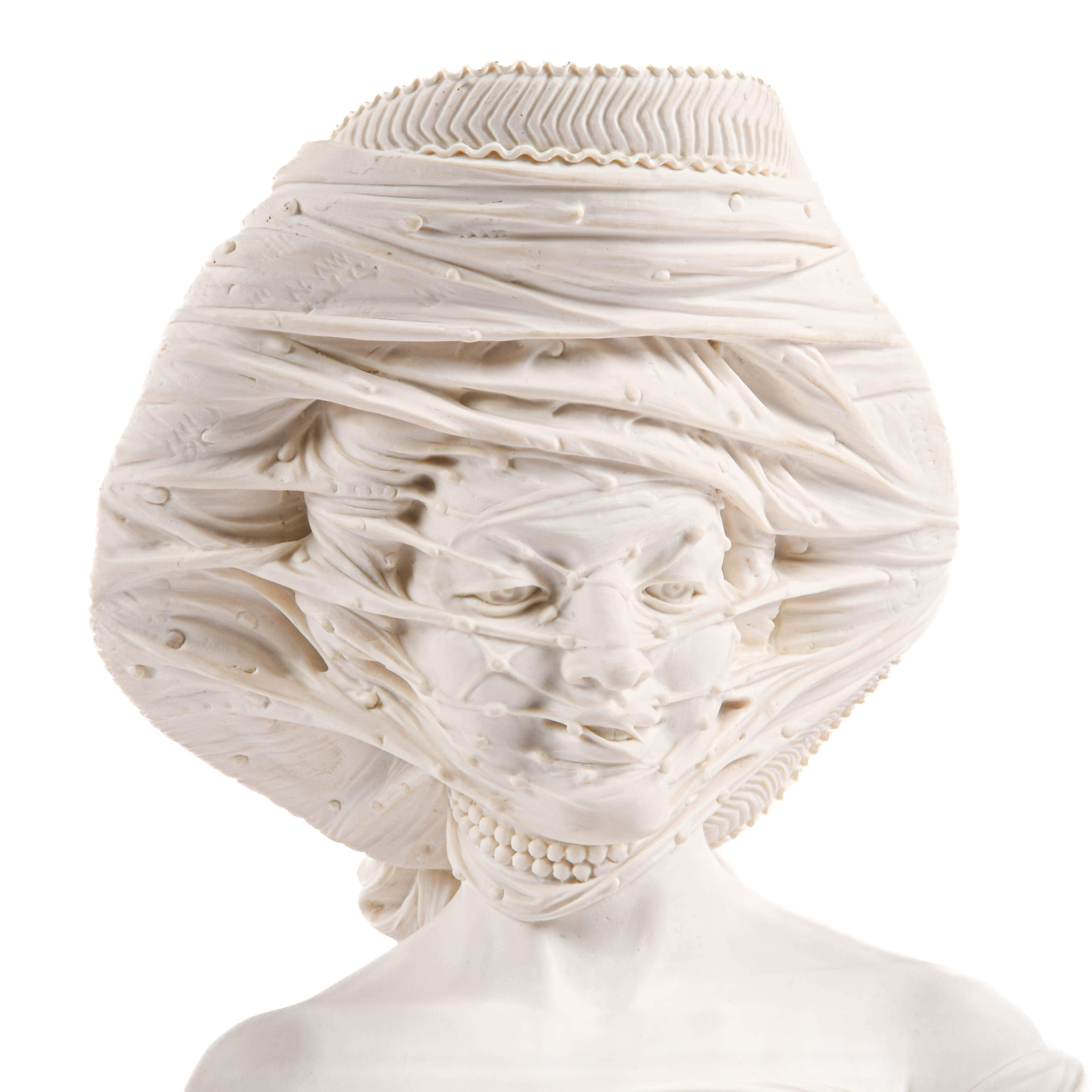 Signed A. Giannelli 2004 "Lady in Veil" Mixed Media Bust-2