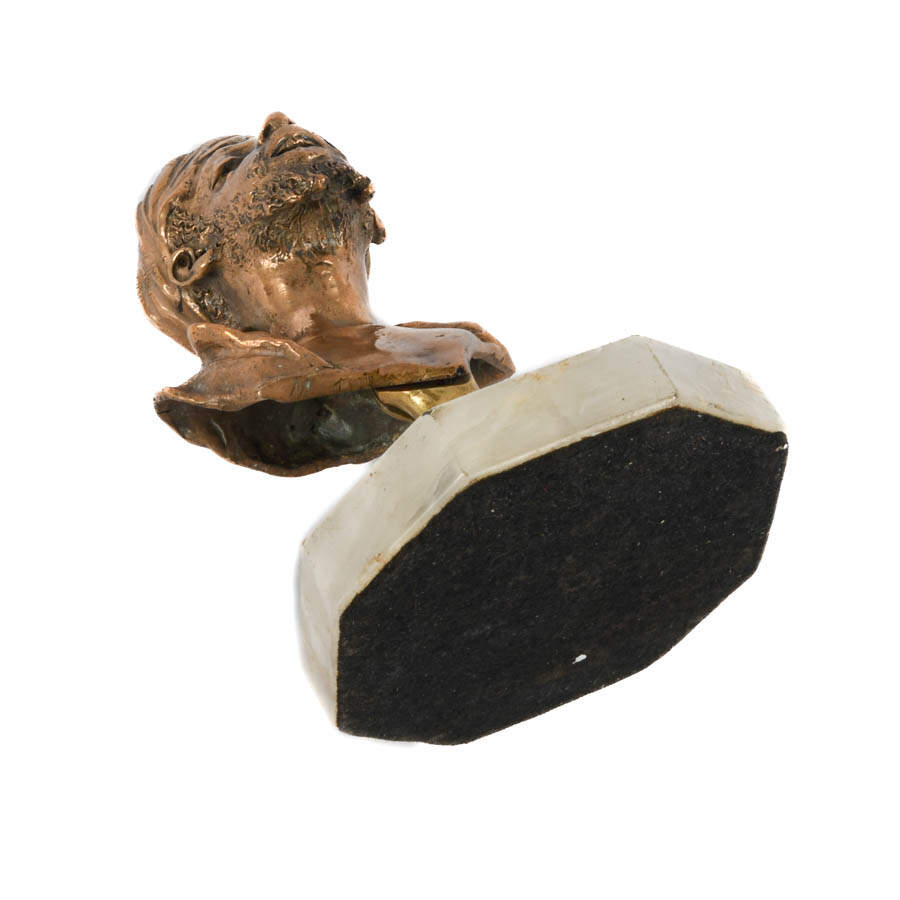 Gilt Bronze Figural Man Bust on Marble-7
