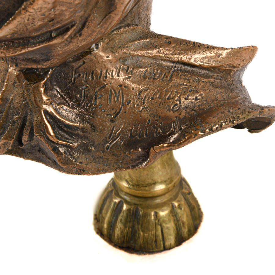 Gilt Bronze Figural Man Bust on Marble-6