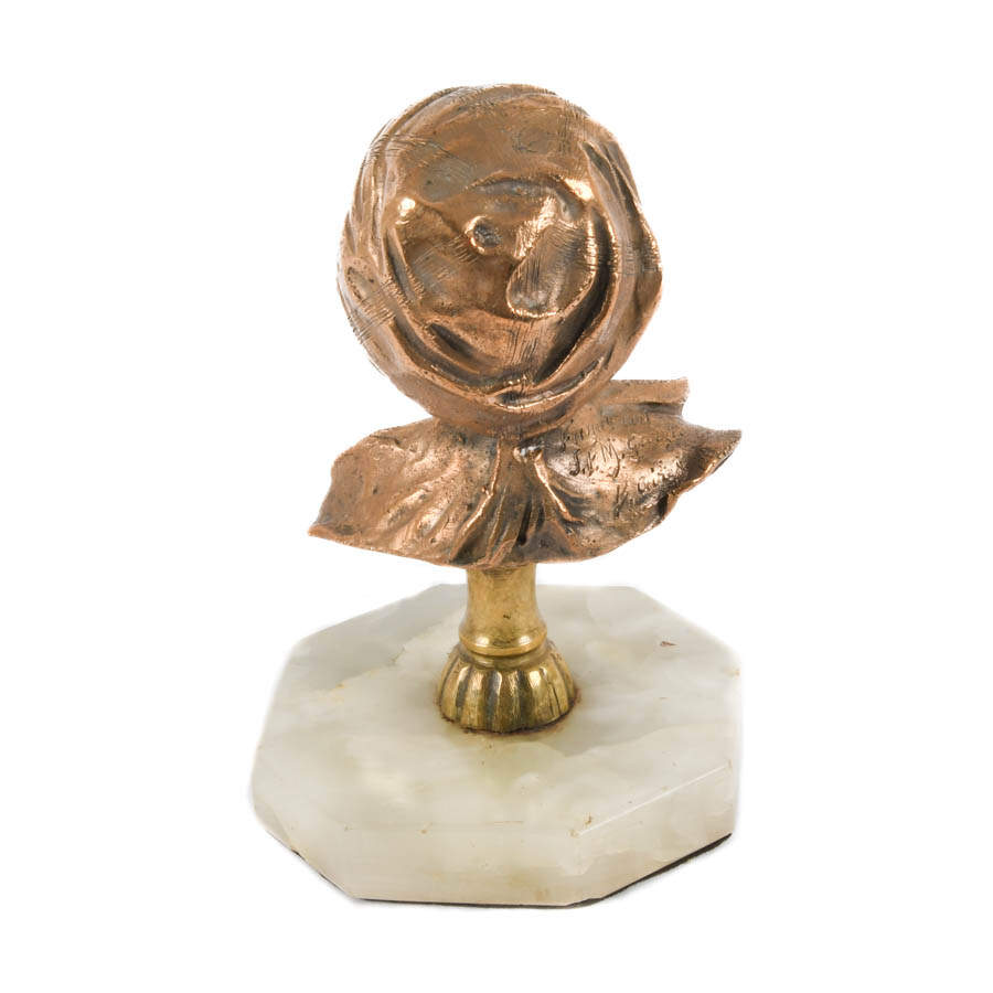 Gilt Bronze Figural Man Bust on Marble-4
