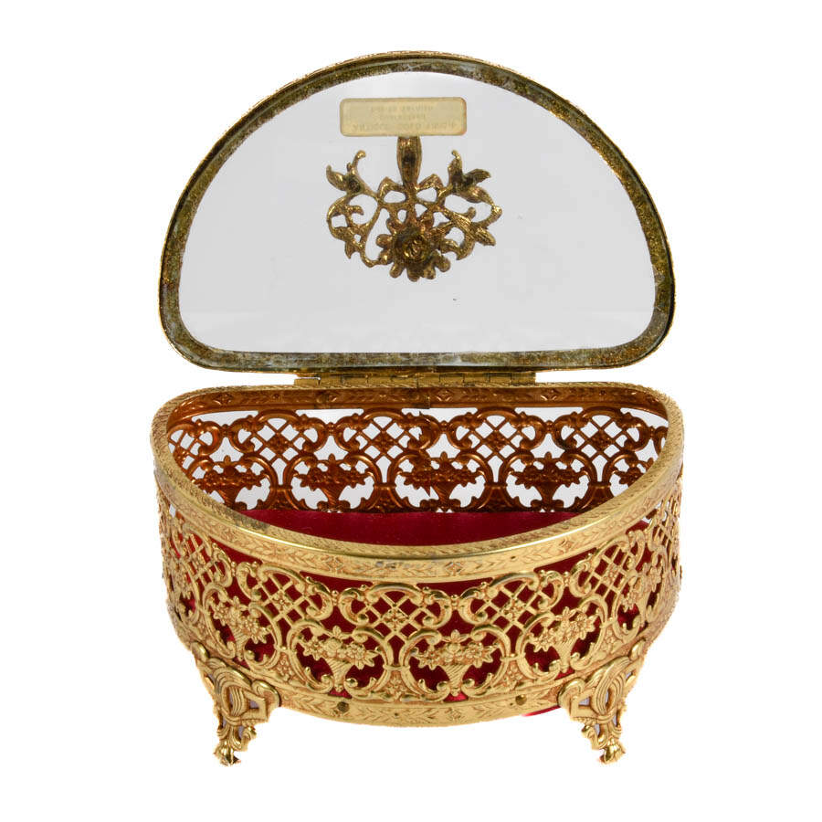 Demilune-Shaped Footed Filigree Jewelry Casket-6