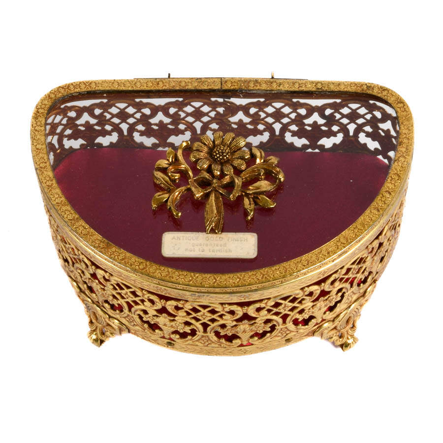 Demilune-Shaped Footed Filigree Jewelry Casket-2