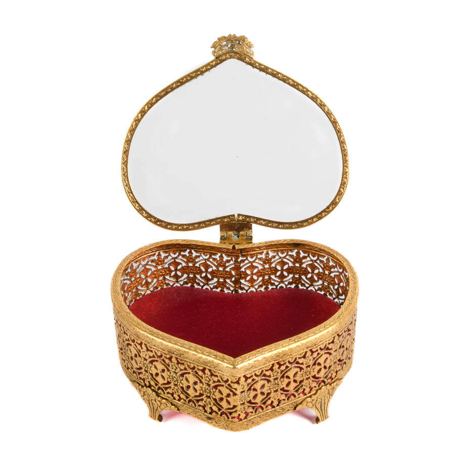 Heart-Shaped Footed Filigree Jewelry Casket-6