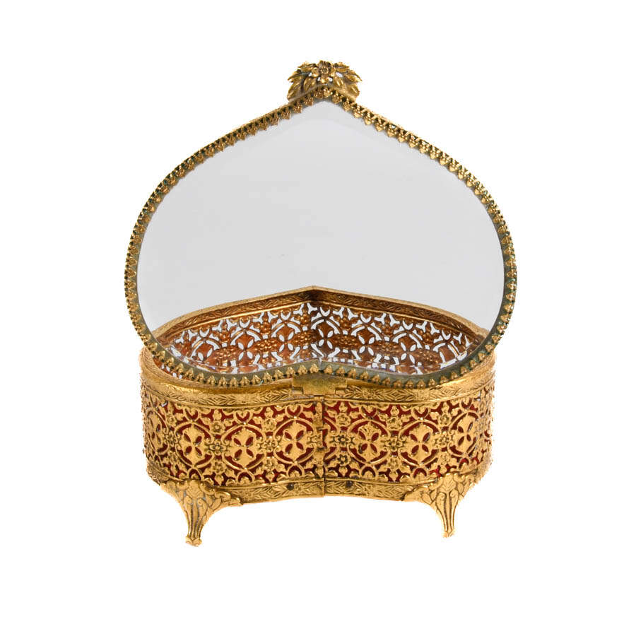 Heart-Shaped Footed Filigree Jewelry Casket-5