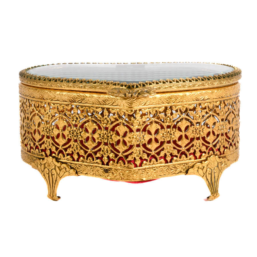Heart-Shaped Footed Filigree Jewelry Casket-1