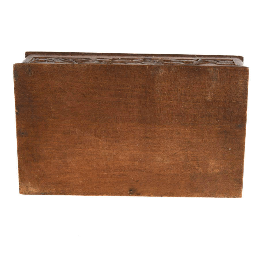 Lidded and Footed Wooden Document Box-7