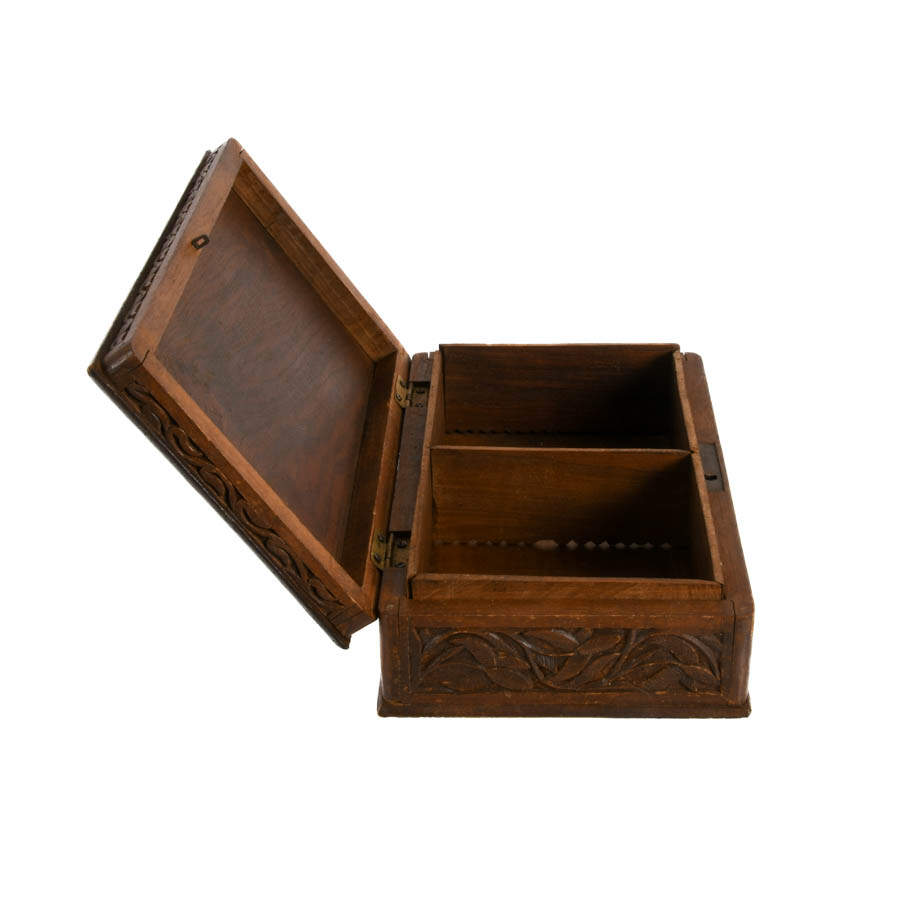 Lidded and Footed Wooden Document Box-5