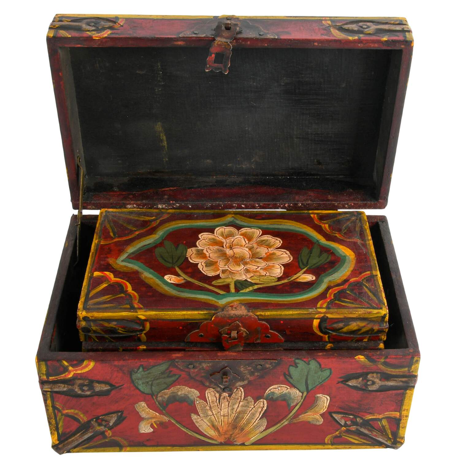 Set of Three Hand-Painted Wooden Nesting Boxes-9
