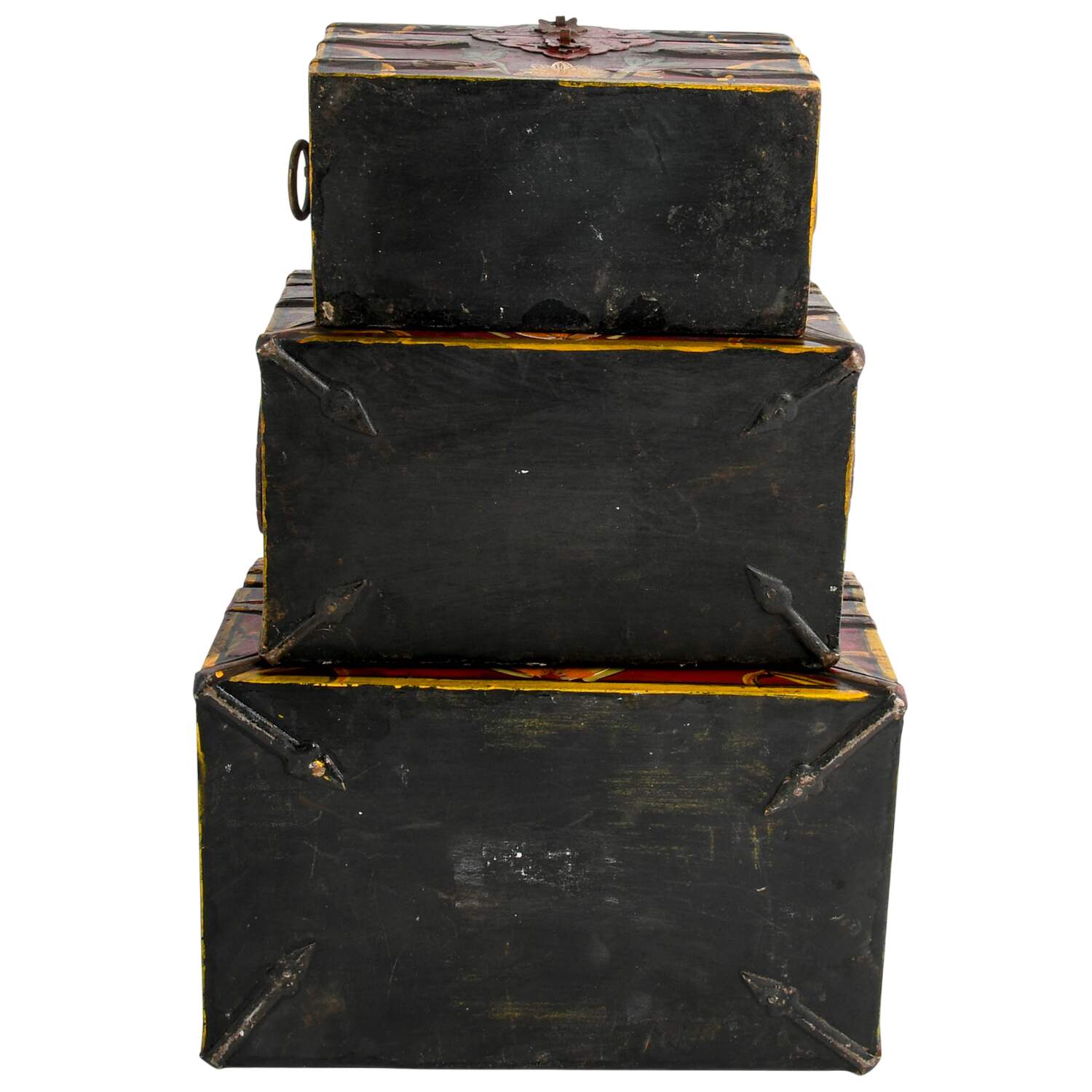 Set of Three Hand-Painted Wooden Nesting Boxes-8