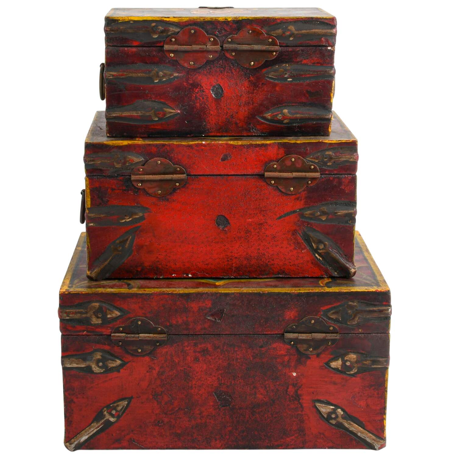 Set of Three Hand-Painted Wooden Nesting Boxes-6