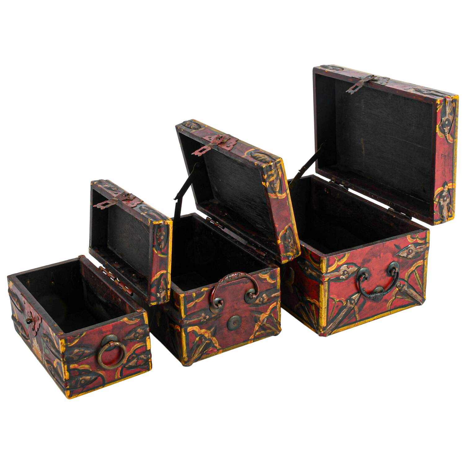 Set of Three Hand-Painted Wooden Nesting Boxes-2