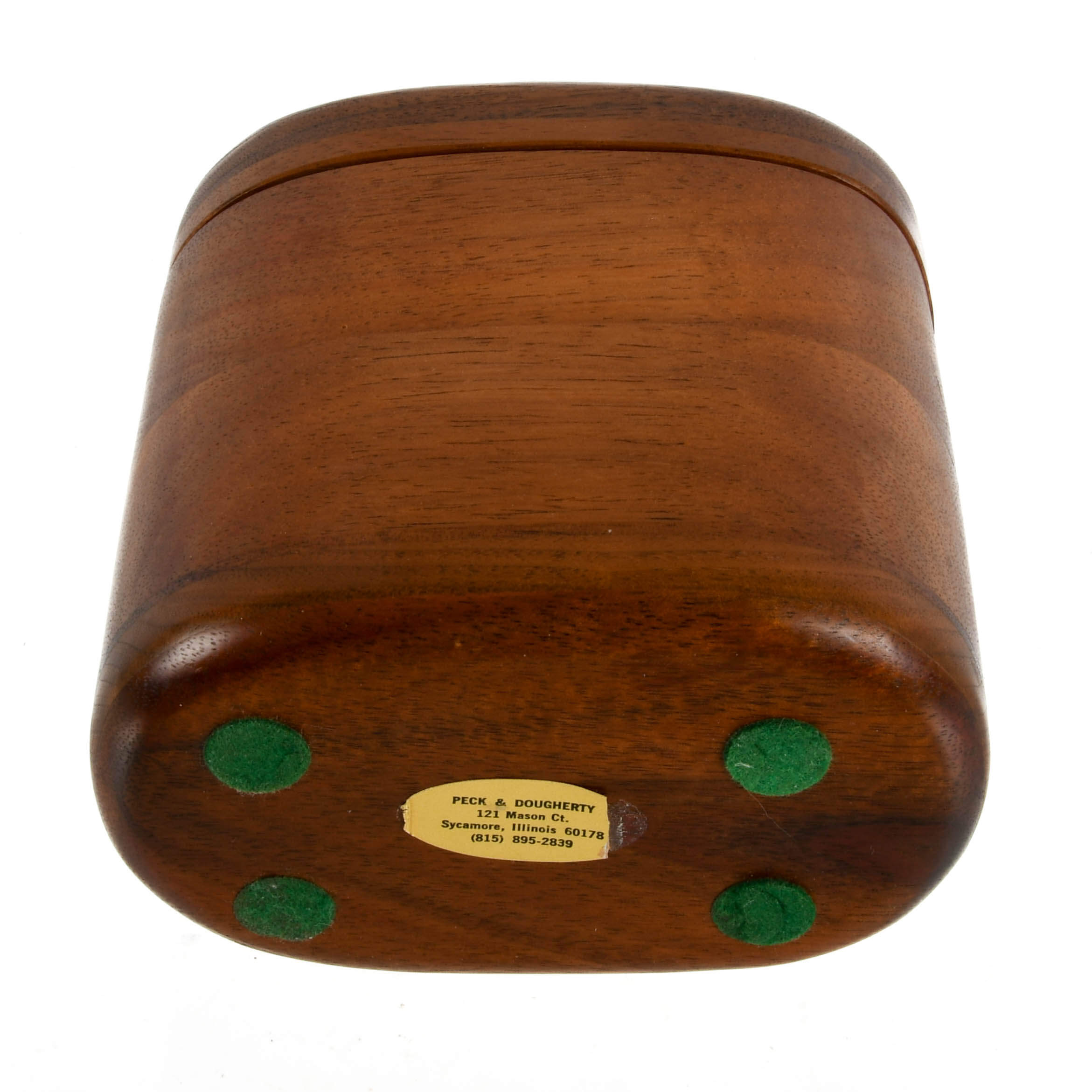 Mid-Century Lee Barnes Peck Wood Box with Inlaid Copper Swivel Lid-8