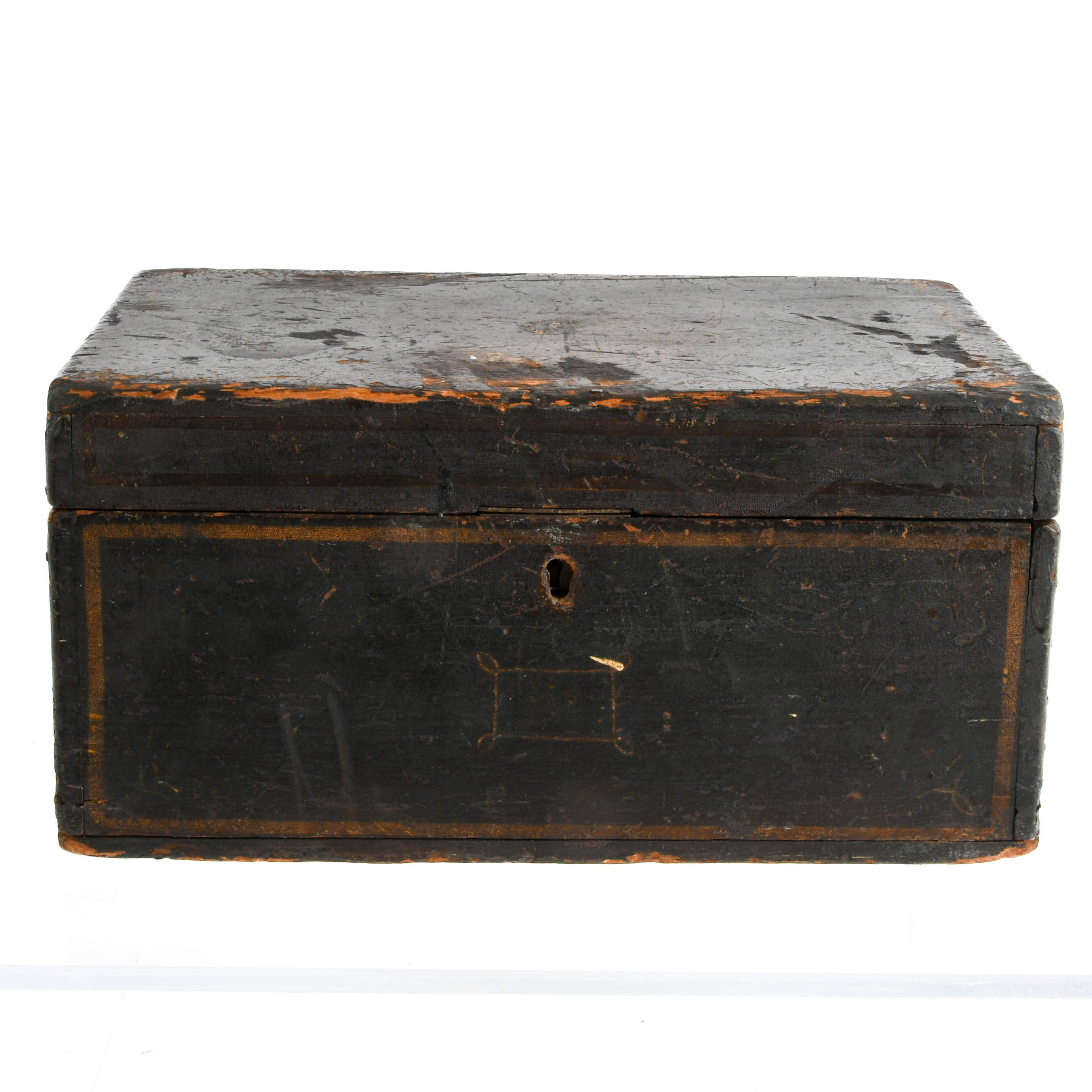 Antique Embossed Mono "F" Wood Travel Writing Desk Box-8