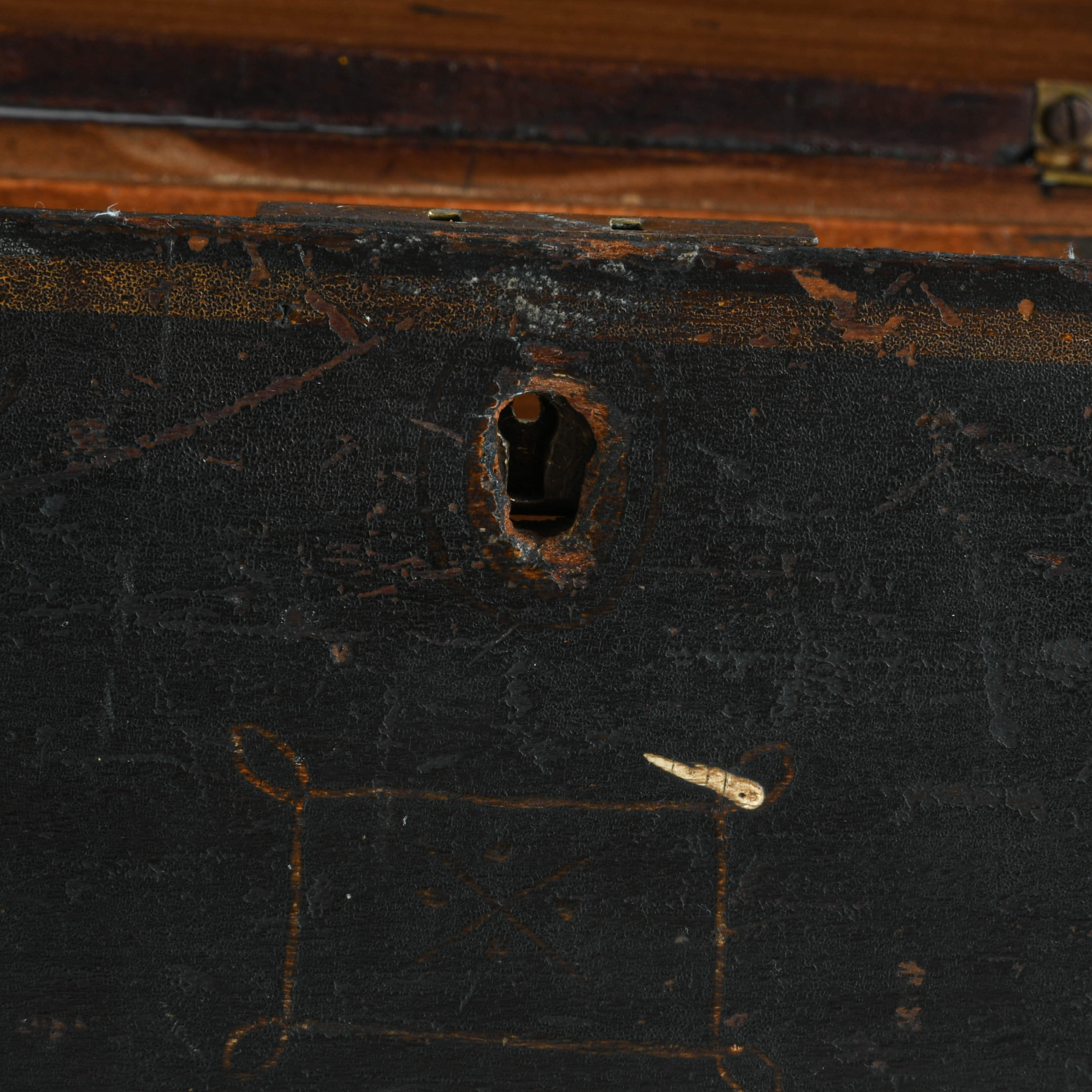 Antique Embossed Mono "F" Wood Travel Writing Desk Box-4
